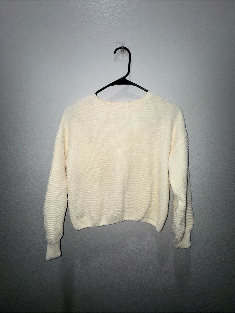Cozy Cream Textured Crewneck Sweater